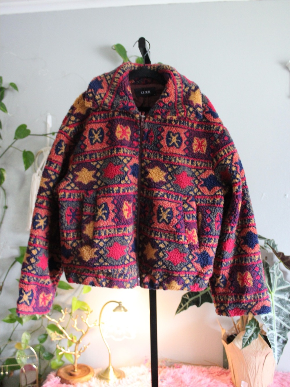 CIDER Women’s Small Multicolor Aztec Geometric Sherpa Fleece Zip Jacket